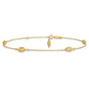 14k Diamond-cut Rice Puff Beads 4-Station 9 inch Plus 1 inch Extender - Total 10 inch Anklet