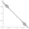 14k White Gold Diamond-cut Rice Puff Beads 4-Station 10 inch Plus 1 inch Extender - Total 11 inch Anklet