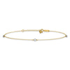 14k Two-tone Mirror Beads 3-Station 9 inch Plus 1 inch Extender - Total 10 inch Anklet