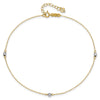 14k Two-tone Mirror Beads 3-Station 9 inch Plus 1 inch Extender - Total 10 inch Anklet