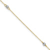 14k Two-tone Mirror Beads 3-Station 9 inch Plus 1 inch Extender - Total 10 inch Anklet