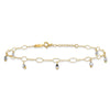 14K Two-Tone Mirror Bead Dangles 9 inch Plus 1 inch Extender Total 10 inch Anklet