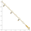 14K Two-Tone Mirror Bead Dangles 9 inch Plus 1 inch Extender Total 10 inch Anklet