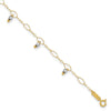 14K Two-Tone Mirror Bead Dangles 9 inch Plus 1 inch Extender Total 10 inch Anklet