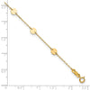 14K Polished Disc 9-Station 9 inch Plus 1 inch Extender - Total 10 inch Anklet