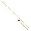 14K Red and Black Enameled Ladybug 9 inch Plus 1 inch Extender - Total 10 inch Anklet
