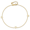 14K Open Star 3-Station 9 inch Plus 1 inch Extender - Total 10 inch Anklet