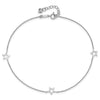 14K White Gold Open Star 3-Station 9 inch Plus 1 inch Extender - Total 10 inch Anklet