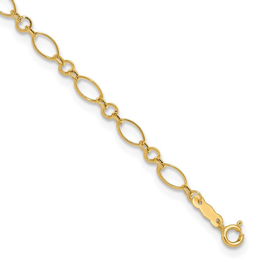 Gold Fancy Link Anklets with 1 inch extensions