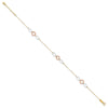 14k Tri-color Circle and Oval 3-Station 9 inch Plus 1 inch Extender - Total 10 inch Anklet