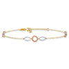 14k Tri-color Circle and Oval 3-Station 9 inch Plus 1 inch Extender Total 10 inch Anklet