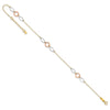 14k Tri-color Circle and Oval 3-Station 9 inch Plus 1 inch Extender - Total 10 inch Anklet