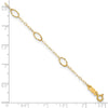 14k Textured Oval Shapes 10 inch Plus 1 inch Extender Total 11 inch Anklet
