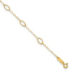 14k Textured Oval Shapes 9 inch Plus 1 inch Extender Total 10 inch Anklet