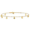 14k Hollow Dangle Circles 9 inch Plus 1 inch Extender Total 10 inch Anklet