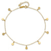 14k Hollow Dangle Circles 9 inch Plus 1 inch Extender - Total 10 inch Anklet