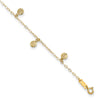 14k Hollow Dangle Circles 9 inch Plus 1 inch Extender - Total 10 inch Anklet