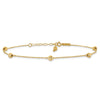 14k Diamond-cut Beads 5-Station 9 inch Plus 1 inch Bead Dangle Extender - Total 10 inch Anklet