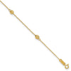 14k Diamond-cut Beads 5-Station 9 inch Plus 1 inch Bead Dangle Extender - Total 10 inch Anklet