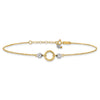 14k Two-tone Circle and Diamond-cut Beads 9 inch Plus 1 inch Bead Dangle Extender - Total 10 inch Anklet