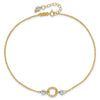 14k Two-tone Circle and Diamond-cut Beads 9 inch Plus 1 inch Bead Dangle Extender - Total 10 inch Anklet
