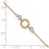14k Two-tone Circle and Diamond-cut Beads 9 inch Plus 1 inch Bead Dangle Extender - Total 10 inch Anklet