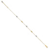 14k Two-tone Textured and Mirror Beads 5-Station 9 inch Plus 1 inch Bead Dangle Extender - Total 10 inch Anklet