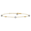 14k Two-tone Textured and Mirror Beads 5-Station 9 inch Plus 1 inch Bead Dangle Extender Total 10 inch Anklet