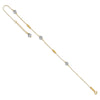 14k Two-tone Textured and Mirror Beads 5-Station 9 inch Plus 1 inch Bead Dangle Extender Total 10 inch Anklet