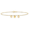 14k Three Heart Dangles 9 inch Plus 1 inch Extender - Total 10 inch Anklet