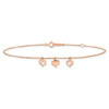 14k Rose Gold 3 Heart Dangles 9 inch Plus 1 inch Extender - Total 10 inch Anklet