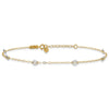 14K Two-tone Chain and Wavy Circles 6-Station 9 inch Plus 1 inch Extender - Total 10 inch Anklet