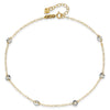 14K Two-tone Chain and Wavy Circles 6-Station 9 inch Plus 1 inch Extender - Total 10 inch Anklet