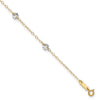 14K Two-tone Chain and Wavy Circles 6-Station 9 inch Plus 1 inch Extender - Total 10 inch Anklet