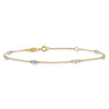 14k Two-tone Bezel-set CZ 6-Station 9 inch Plus 1 inch Extender - Total 10 inch Anklet