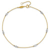 14k Two-tone Bezel-set CZ 6-Station 9 inch Plus 1 inch Extender - Total 10 inch Anklet