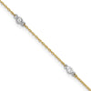 14k Two-tone Bezel-set CZ 6-Station 9 inch Plus 1 inch Extender - Total 10 inch Anklet