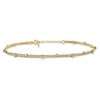 14K Two-tone 2-Strand Chain with Mirror Beads 9 inch Plus 1 inch Extender Total 10 inch Anklet