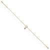 14K Two-tone Circle with Diamond-cut Puffed Heart Dangle 9 inch Plus 1 inch Extender - Total 10 inch Anklet