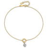 14K Two-tone Circle with Diamond-cut Puffed Heart Dangle 9 inch Plus 1 inch Extender Total 10 inch Anklet