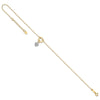 14K Two-tone Circle with Diamond-cut Puffed Heart Dangle 9 inch Plus 1 inch Extender Total 10 inch Anklet