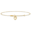 14K Cable Chain with Diamond-cut Heart Cage Dangle 10 inch Plus 1 inch Extender - Total 11 inch Anklet