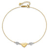 14K Two-tone Diamond-cut and LOVE Puffed Heart 10 inch Plus 1 inch Extender - Total 11 inch Anklet