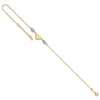 14K Two-tone Diamond-cut and LOVE Puffed Heart 10 inch Plus 1 inch Extender - Total 11 inch Anklet