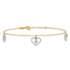 14K Two-tone Twisted Diamond-cut 3 Heart Dangles 9 inch Plus 1 inch Extender Total 10 inch Anklet