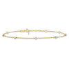 14K Two-tone Diamond-cut Beads 7-Station 9 inch Plus 1 inch Extender Total 10 inch Anklet