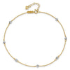 14K Two-tone Diamond-cut Beads 7-Station 9 inch Plus 1 inch Extender Total 10 inch Anklet