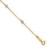 14K Two-tone Diamond-cut Beads 7-Station 9 inch Plus 1 inch Extender Total 10 inch Anklet