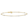 14k Two-tone Cable Chain Mirror Beads 8-Station 9 inch Plus 1 inch Extender Total 10 inch Anklet