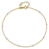 14k Two-tone Cable Chain Mirror Beads 8-Station 9 inch Plus 1 inch Extender Total 10 inch Anklet